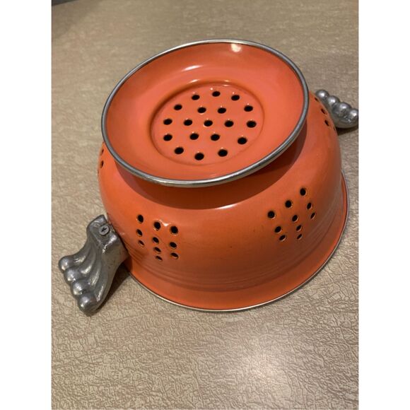 Persimmon Enameled Colander-7” Strainer Metal Claw Handles RARE *Like Fiestaware - Picture 3 of 5